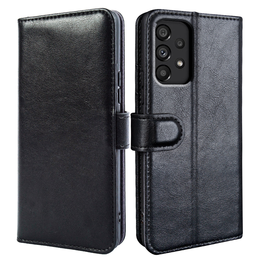 For Samsung Galaxy A53 5G Phone Wallet Cover Waxy Texture Genuine Cow Leather Stand Smartphone Case For Samsung Galaxy A53 5G Phone Wallet Cover Waxy Texture Genuine Cow Leather Stand Smartphone Case